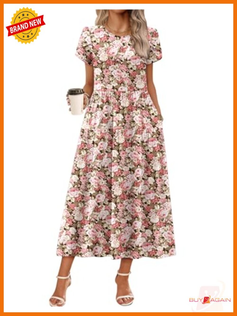 Women's Maxi Dress Short Sleeve A-Line Fit & Flare Casual Summer